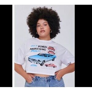 Forever 21 Ford Mustang Size 3X Graphic Print Crop Top-Mad Engine-Muscle Car
